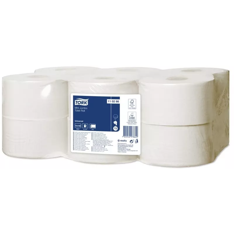 Papier toaletowy Tork Universal Mini Jumbo T2, 2 warstwy, 9,1 cm x 150 m, biały 12 szt.