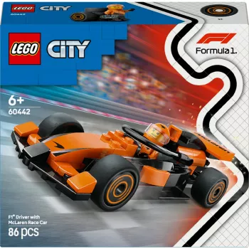 LEGO City F1 Racer McLaren Racing Car 60442 — zestaw konstrukcyjny, 86 elementów, 1 minifigurka, wiek 6+