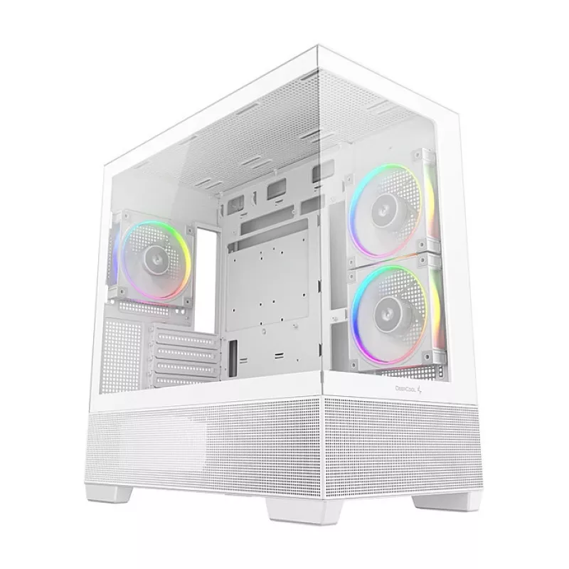 Obudowa PC Midi Tower DeepCool CG380 3F WH — Biała, 235×437×451 mm, obsługa 2,5 cala/3,5 cala, PSU na dole, 3 wentylatory 120 mm zainstalowane