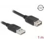 Kabel USB A do USB A DELOCK 81512 — USB 2.0, 1 m, czarny, pozłacane styki