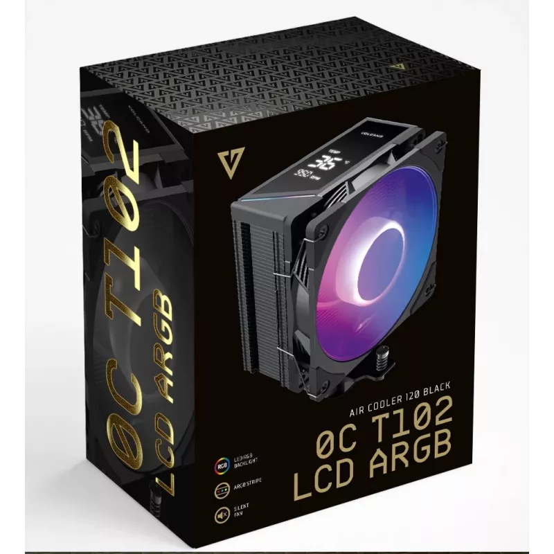 MODECOM Volcano 0C T102 LCD ARGB Chłodzenie procesora powietrzne 12 cm Czarny