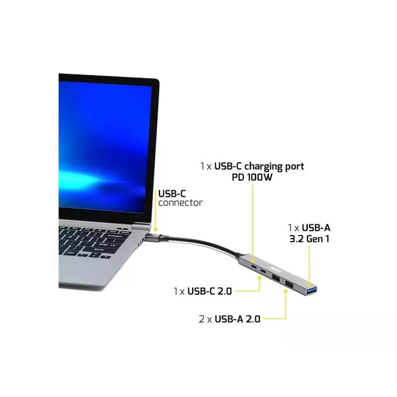 USB Hub Port Designs 900163 Type-C 5000 Mbit/s Srebrny