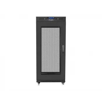 Szafa rack 19 27U 600x800 czarna, drzwi perforowane LCD (płaski montaż)