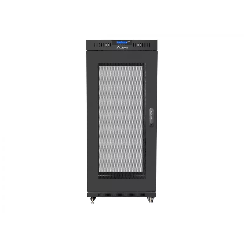 Szafa rack 19 27U 600x800 czarna, drzwi perforowane LCD (płaski montaż)