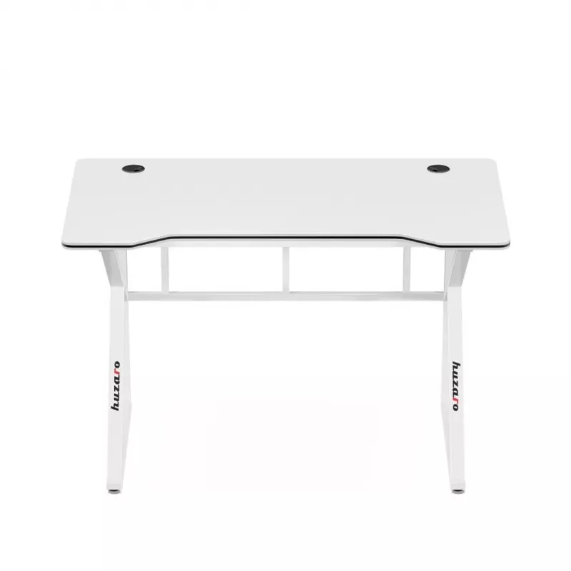 Biurko gamingowe huzaro Hero 1.6 biały — prosty blat MDF/węglowy 1200×600 mm, metalowa rama, wysokość 750 mm