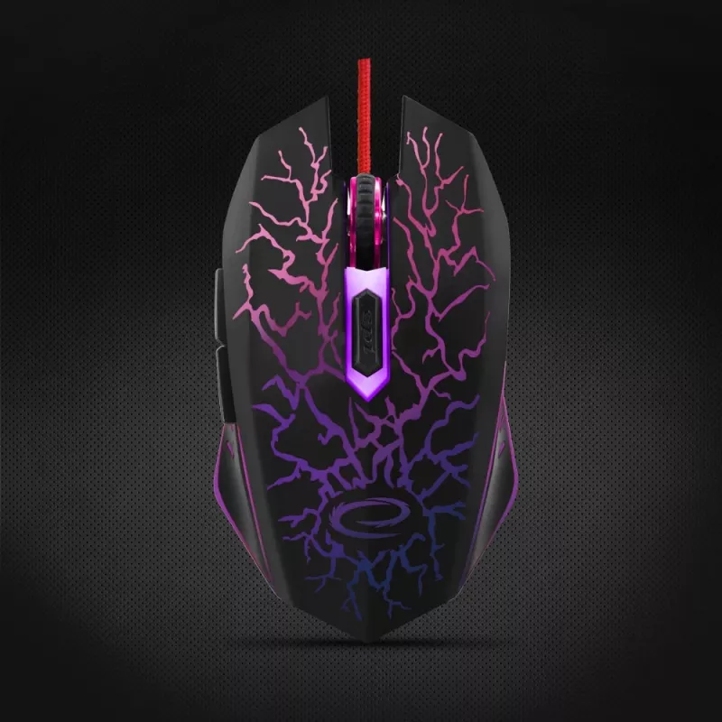 Esperanza MX211 LIGHTNING - Mysz - USB - Hiiri - Optyczna - 6 przycisków - Czarna