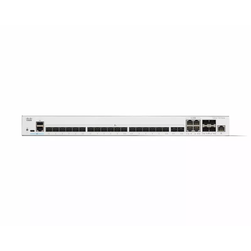 Przełącznik sieciowy Cisco Catalyst C1300-24XS Zarządzalny L2/L3, przepustowość przełączania 480 Gbit/s, konsola RJ-45/USB-C, tablica MAC 16 000, szary, 4,15 kg