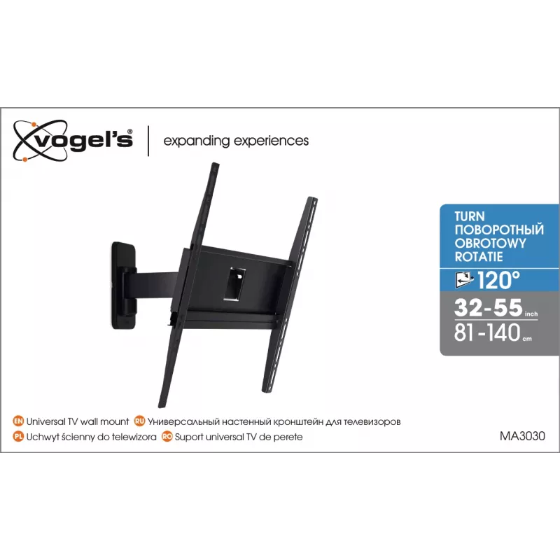 Vogels | Uchwyt ścienny | MA3030-A1 | Full motion | 32-65 | Maksymalne obciążenie 25 kg | Czarny