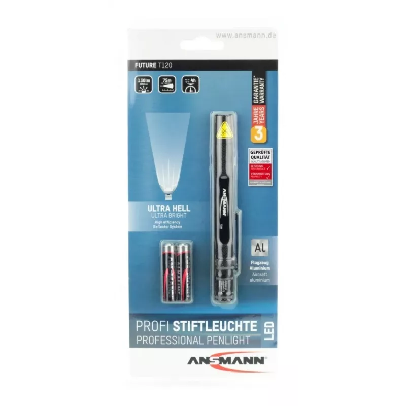 Ansmann Future T120 Czarna latarka długopisowa LED