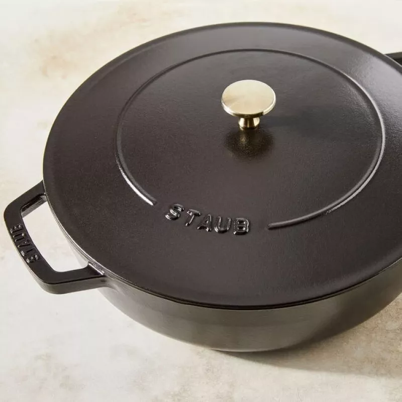 Patelnia do smażenia ZWILLING STAUB BRAISERS okrągła 28 cm, czarna, dno Ø 22,2 cm