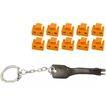 Blokada portu RJ45 ShiverPeaks BS08-01035 — 1 klucz, 10 pomarańczowych blokad