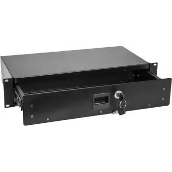 Szuflada rack Omnitronic SN-2 2U z zamkiem — 2U wysuwana szuflada na sprzęt do szaf 19-calowych