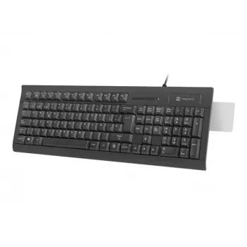 Przewodowa pełnowymiarowa klawiatura NATEC Moray ES z USB, hiszpański QWERTY, 105 klawiszy, czytnik kart identyfikacyjnych, kabel 1,5 m, czarna