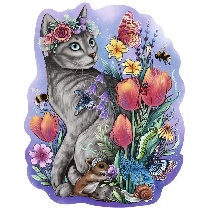 Drewniane puzzle Wiosenny kot (150 elementów)
