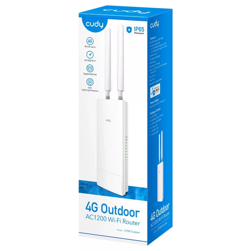 Router bezprzewodowy Cudy LT700 Gigabit Ethernet Dwuzakresowy (2,4 GHz / 5 GHz) 4G Biały