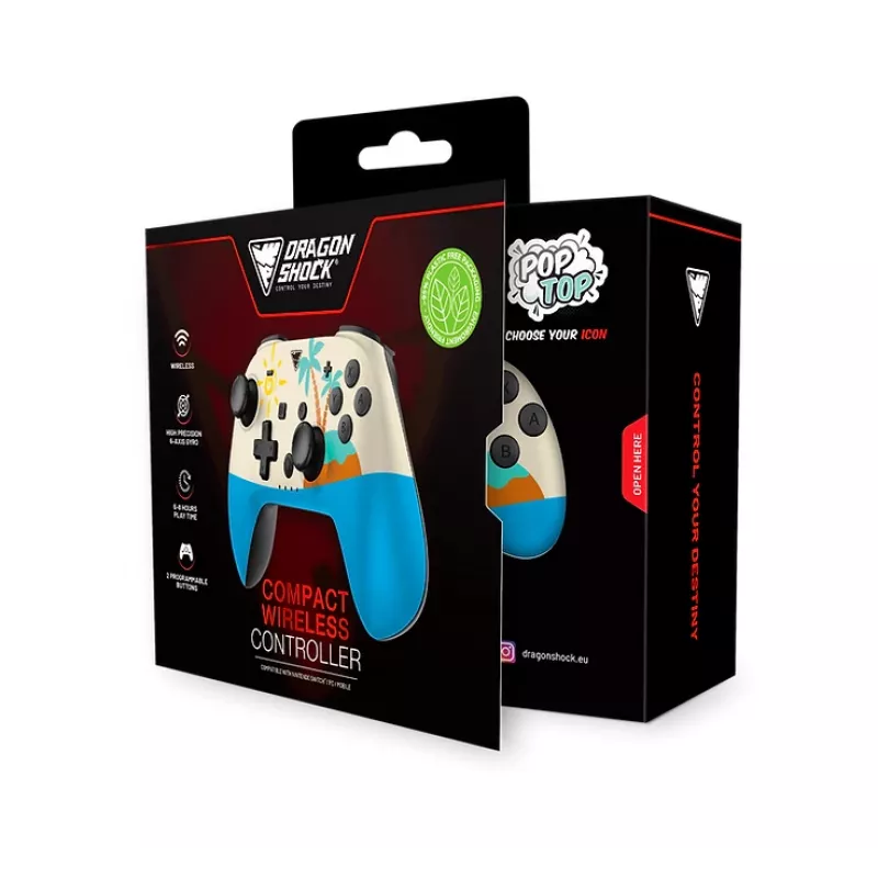 Dragonshock PopTop Compact - Gamepad - Nintendo Switch - Schaltfläche Zurück - D-Pad - Home button - Reset-Taste - Kabellos - Bluetooth - USB Typ-C (D