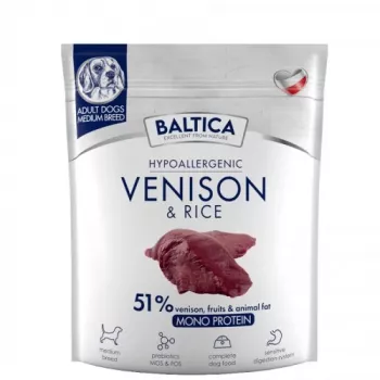 BALTICA Nutraceutic Hypoallergiczna Średnie rasy Jeleń z ryżem - sucha karma dla psów - 1kg
