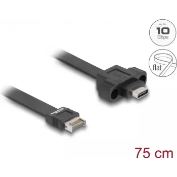 Kabel płaski DeLOCK USB Typ‑E Key A 20‑pin męski do USB Typ‑C żeński 75 cm