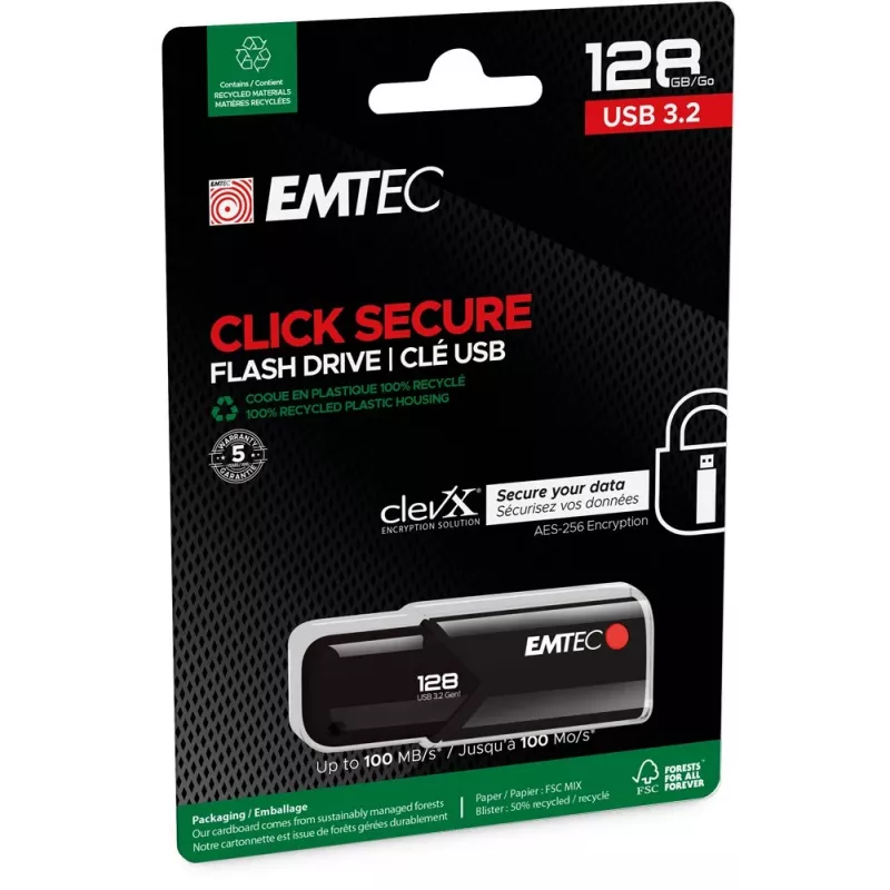 Pamięć flash USB Emtec 128 GB USB Type-A 3.2 Gen 2 Czarna
