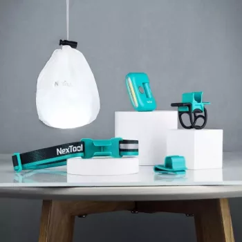 Lampa czołowa Nextool NE20005, akumulatorowa, LED, na opaskę, 170 lm, USB-C, 37,8 g, ABS, błękitna chmura