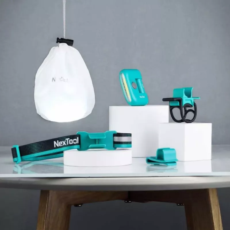 Lampa czołowa Nextool NE20005, akumulatorowa, LED, na opaskę, 170 lm, USB-C, 37,8 g, ABS, błękitna chmura
