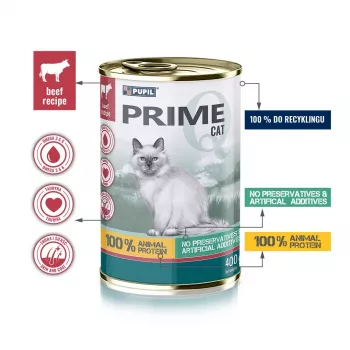 PUPIL Prime bogata w wołowinę i wątróbkę - mokra karma dla kota - 400g