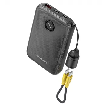 Power bank Vention FKAB0-C 10000 mAh, 2× USB-C + 1× USB-A, 22,5 W, czarny