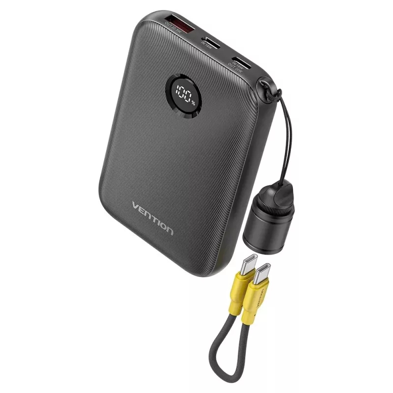Power bank Vention FKAB0-C 10000 mAh, 2× USB-C + 1× USB-A, 22,5 W, czarny