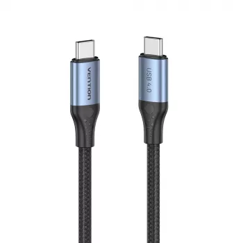 Kabel Vention USB4 Gen 3x2 Typu-C na Typ-C 1 m, 5 A, stop aluminium, opleciony bawełną