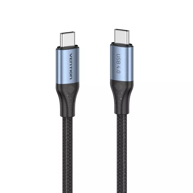 Kabel Vention USB4 Gen 3x2 Typu-C na Typ-C 1 m, 5 A, stop aluminium, opleciony bawełną