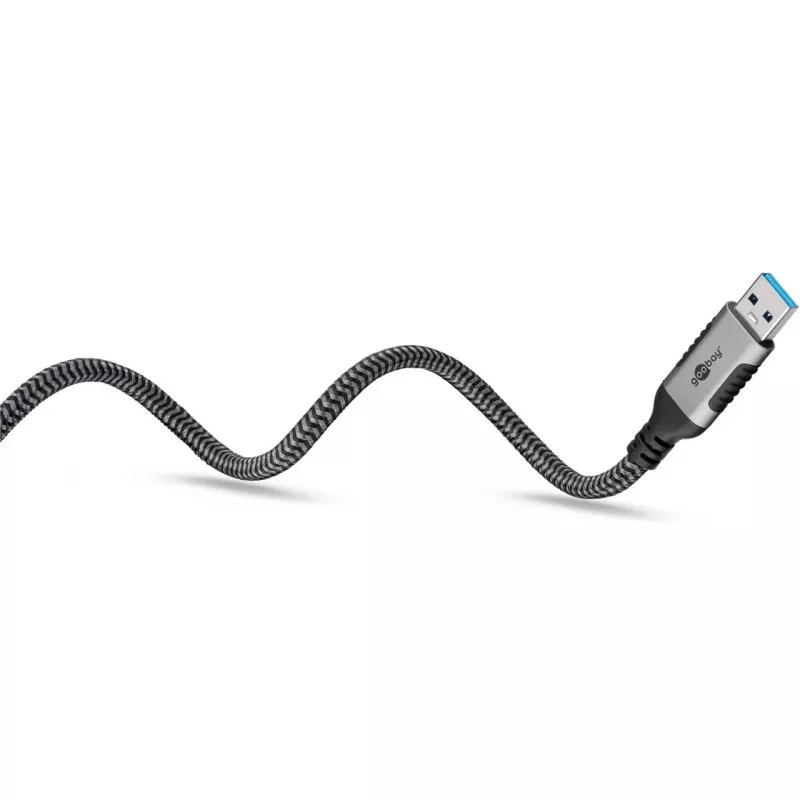 Kabel Ethernet USB-A 3.2 Gen1 Wtyk > Wtyk RJ-45, Adapter LAN czarny/srebrny, 3 metry, oplot tekstylny