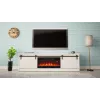 Szafka RTV z kominkiem elektrycznym Cama Meble model GRANERO RTV GRANERO + KOM B/B, 200x56,7x35 cm, biały/biały połysk, 2 drzwi, 2 półki, MDF/płyta wiórowa