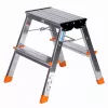 Składana drabinka stopniowa Krause Treppy srebrny 130020 — aluminium, 2 stopnie, udźwig 150 kg, po złożeniu 55×20 cm, waga 2 kg