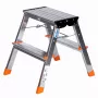 Składana drabinka stopniowa Krause Treppy srebrny 130020 — aluminium, 2 stopnie, udźwig 150 kg, po złożeniu 55×20 cm, waga 2 kg