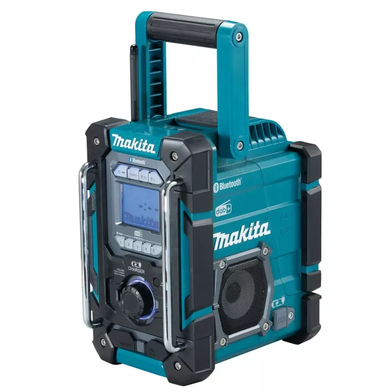 Radio przenośne Makita DMR301 — DAB/DAB+/FM/AM, USB-A, 18V Li‑Ion, odporność na zachlapanie