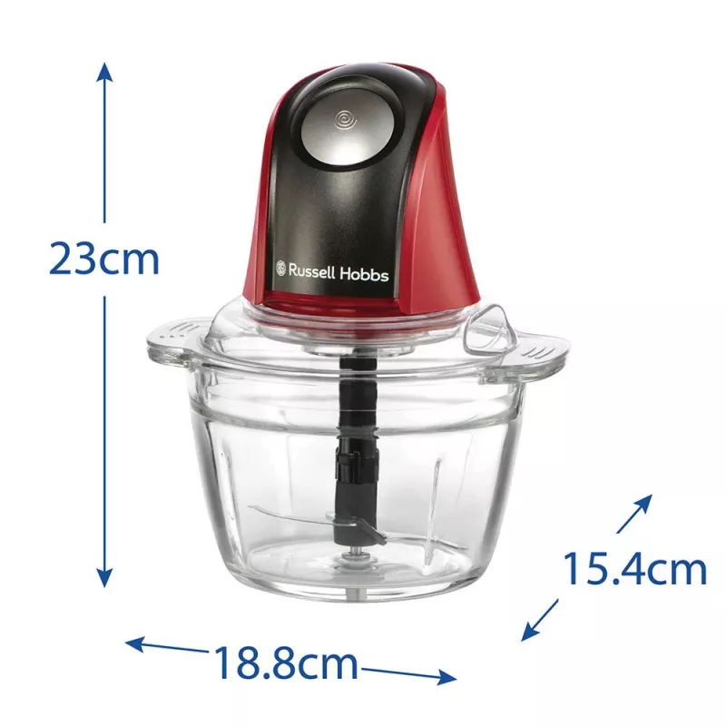 Russell Hobbs 27130-56 elektryczny siekacz do żywności 0,5 l 200 W Czarny, Czerwony, Przezroczysty