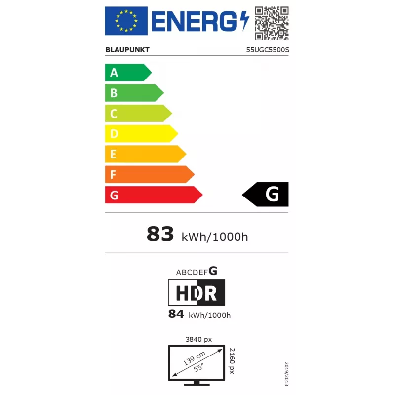 Telewizor LED LCD BLAUPUNKT 55UGC5500S 55 cali 4K UHD, HDMI/USB, szeroki kąt widzenia, klasa energetyczna G
