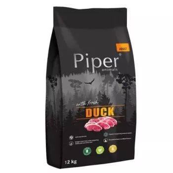Sucha karma dla psów Dolina Noteci Piper Animals z kaczką 12 kg — dorosłe, wszystkie rozmiary ras, 27% białka, 16% tłuszczu