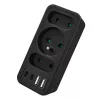 Rozgałęźnik zasilania MACLEAN MCE248 F/B — 3 gniazda AC (1x16A, 2x6A) i 4 porty USB (2xUSB‑A, 2xUSB‑C PD 20W), wtyczka EU, czarny