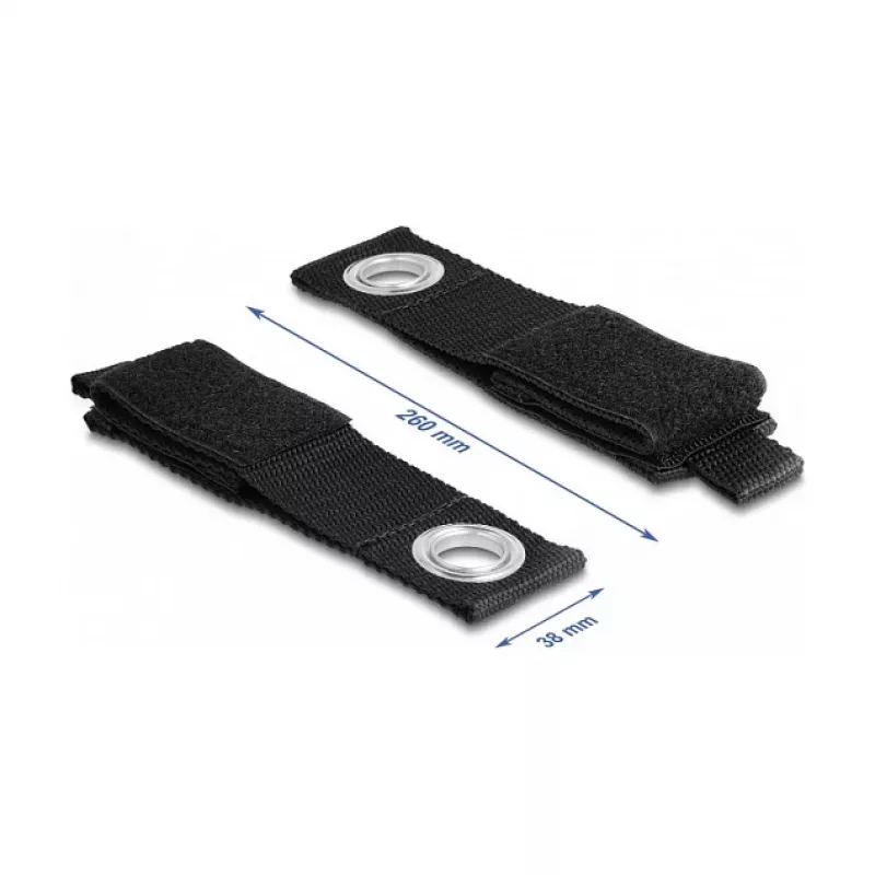 DeLOCK Heavy-duty Hook-and-loop strap L 260 x W 38 mm Czarny 5 pcs