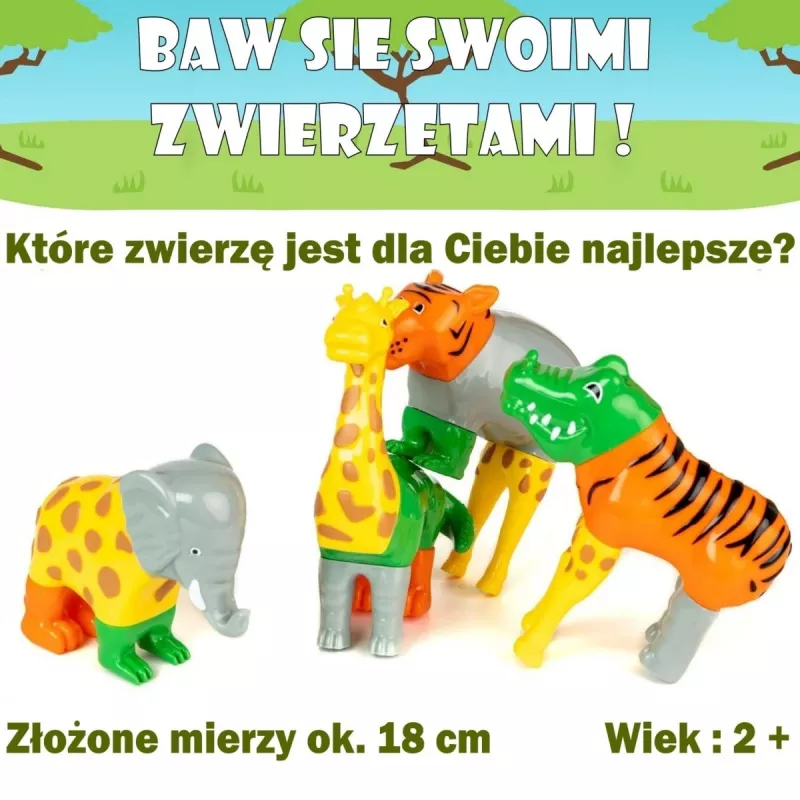 Animal Popular Playthings Magnetyczne Mieszaj i Dopasowuj Zwierzęta Wielokolorowe
