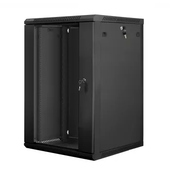Szafa wisząca LANBERG WF01-6618-10B, 18U, 600×600×907 mm, czarna, 60 kg