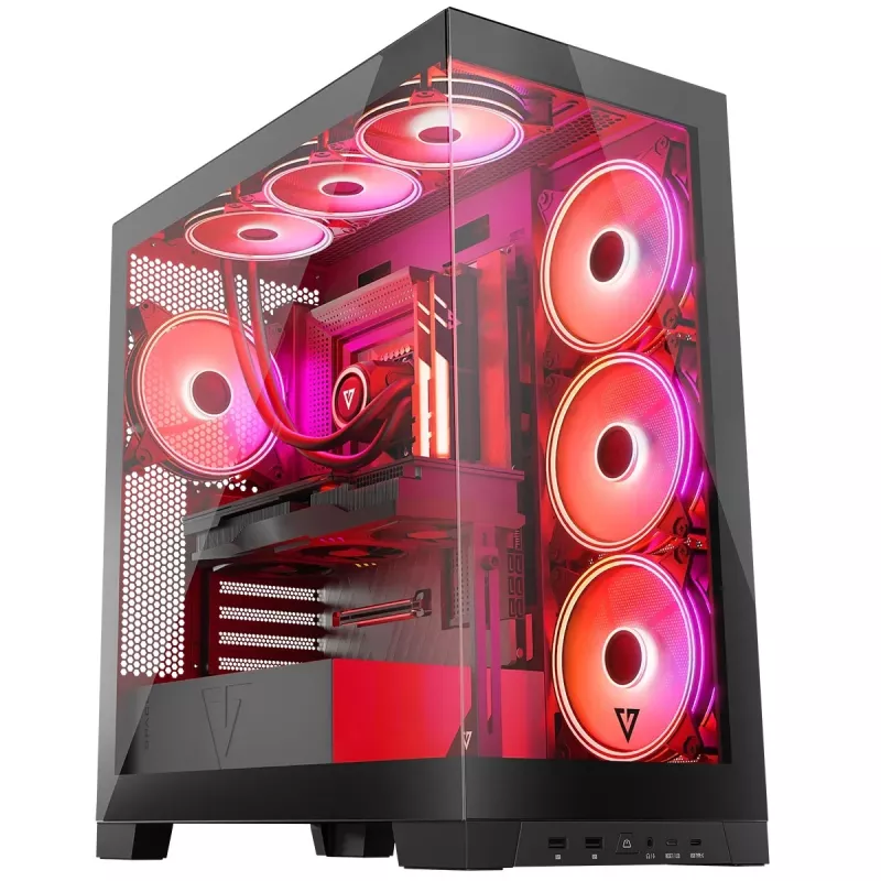 Obudowa PC MODECOM Volcano SPACE APEX ARGB Midi Tower, hartowane szkło, USB-C, obsługa ATX/microATX/Mini-ITX, GPU do 430 mm, chłodzenie CPU do 180 mm