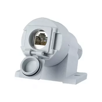 MetzConnect BTR IT CONNECT E-DAT Industry IP67 V6 8(8) AP/KK Cat.6A – modułowe wejście – Jasnoszary, RAL 7035 – 1 złącze (1309410003-E)