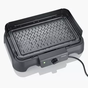 Elektryczny grill stołowy SEVERIN PG 8595 — 2000 W, prostokątny ruszt, czarny