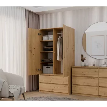 Topeshop SZAFA MALWA ART bedroom wardrobe/closet 5 shelves 2 drzwi(s) dąb