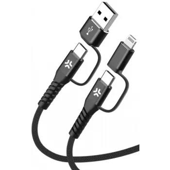 Celly 4-IN-1 kabel A+C to C+LIGHT 2M BK
