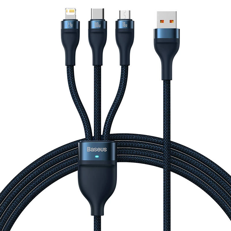 Kabel USB Baseus CASS030003 1,2 m USB A USB C/Micro USB-A/Lightning niebieski