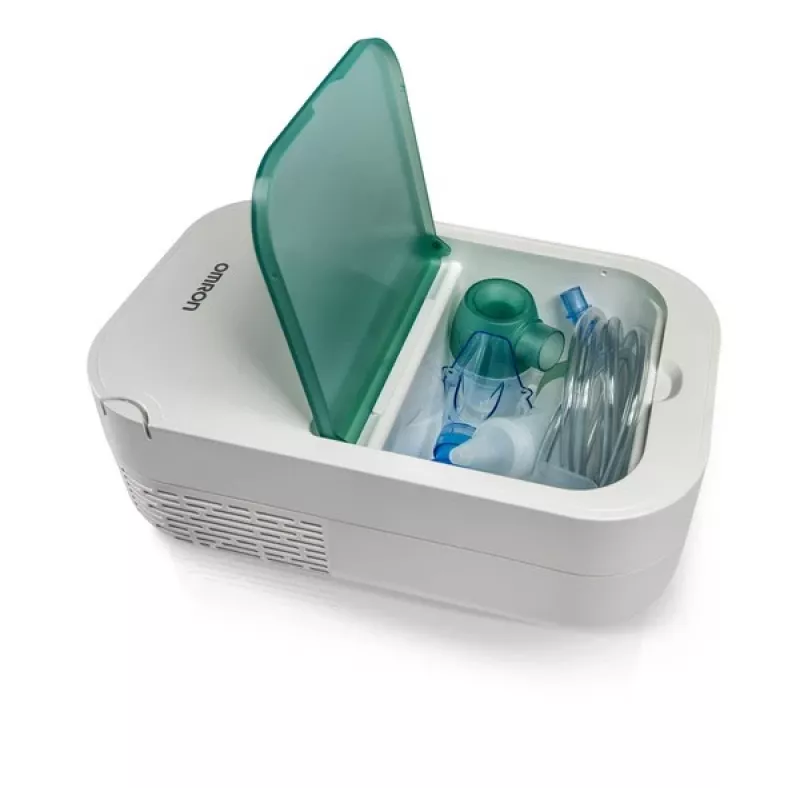 Nebulizator stołowy Omron NE-C301-E — zasilany sieciowo, pojemność 12 ml, maska dziecięca i ustnik, biały