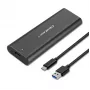 Obudowa SSD QOLTEC 50312 Czarna dla pojedynczego dysku M.2 SATA, USB Type-C (USB 2.0 / 3.2 Gen 1)